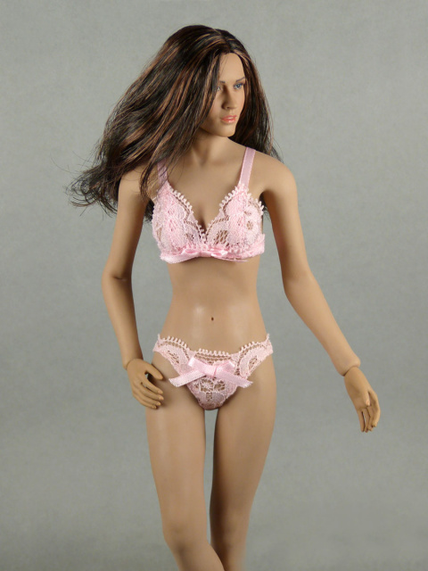 Hot Plus 1/6 Scale Female Intimate Pink Lace Bra & Panty Set